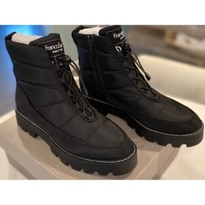Franco Sarto Black Puffer Lace Up Side Zip Winter Boots‎ Women Size 9